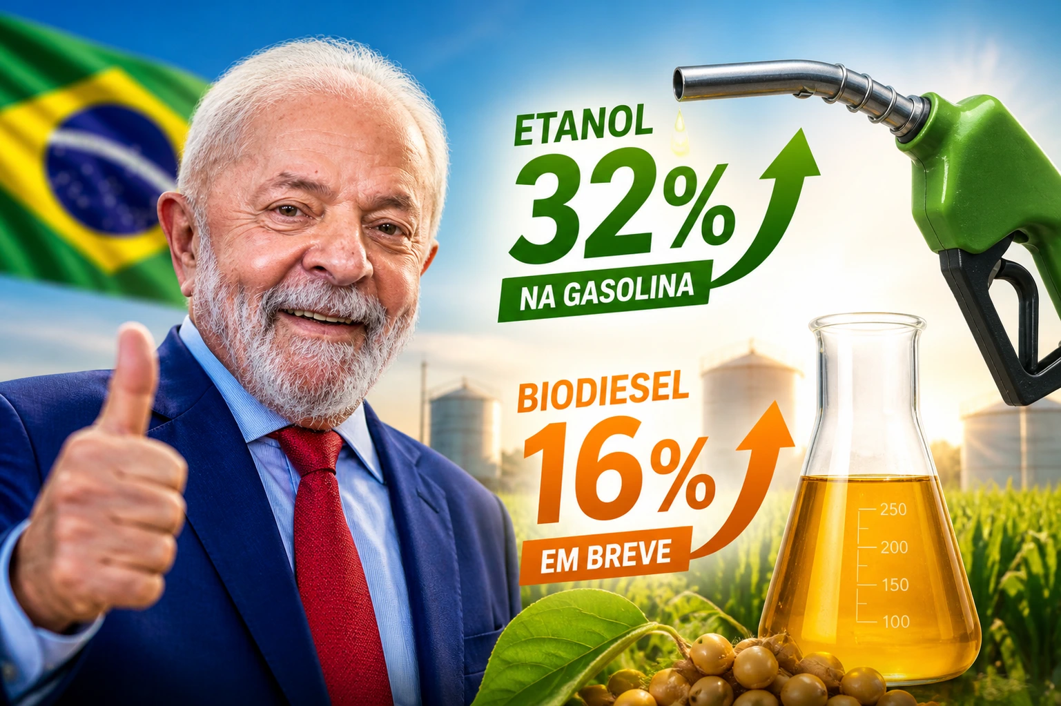 Governo Lula confirma aumento do etanol na gasolina para 32% e do biodiesel para 16% em breve