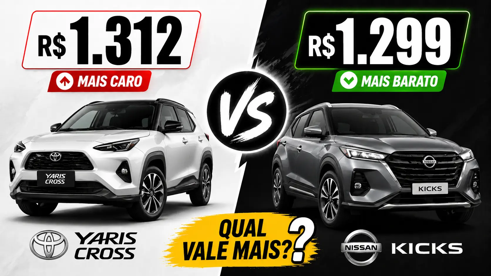 Toyota Yaris Cross por R$ 1.312 ou Nissan Kait por R$ 1.299: qual SUV compacto vale mais no bolso do brasileiro